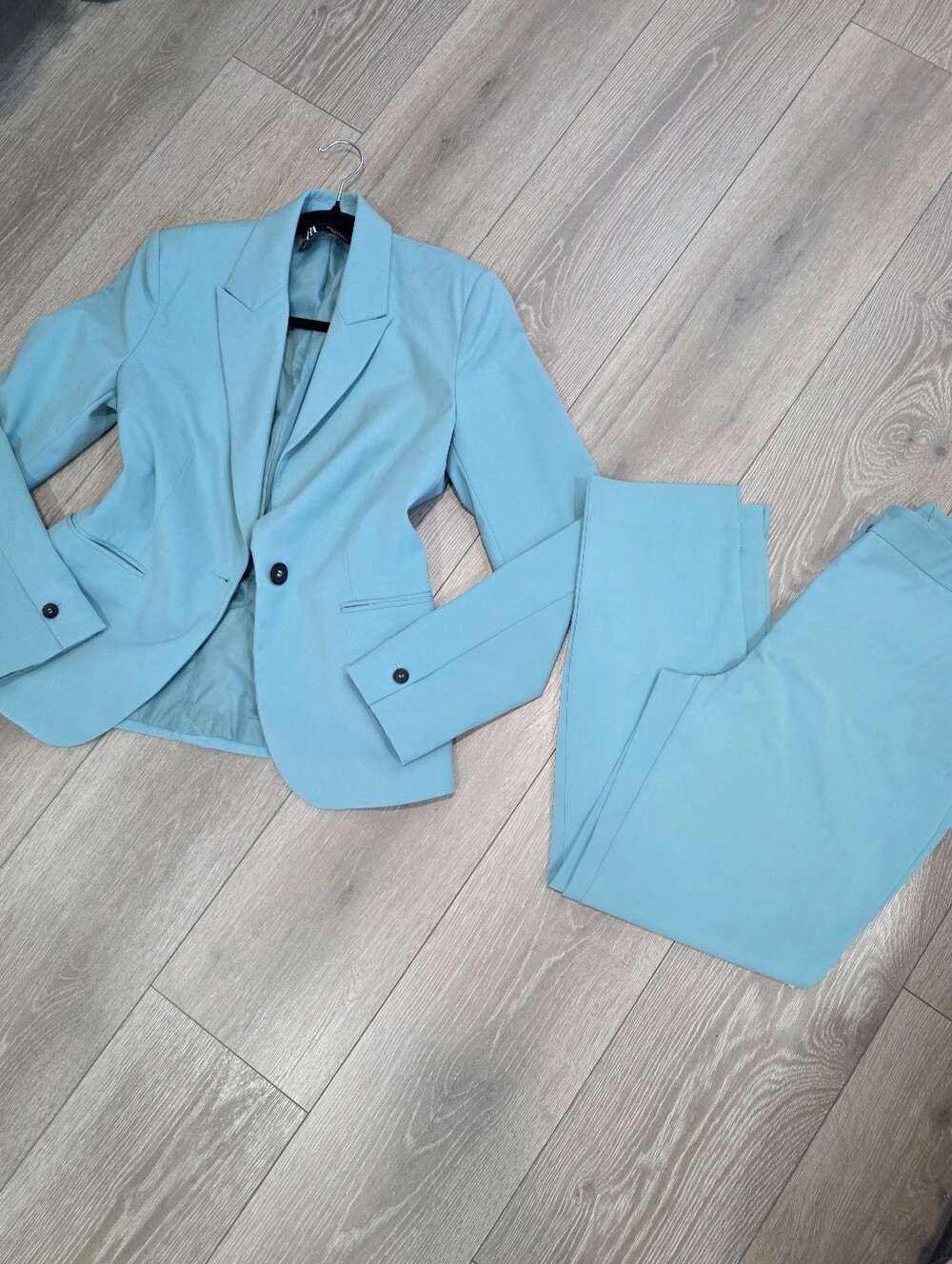 Zara Women's Turquoise Tailored Blazer & Trousers Suit